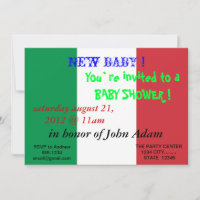 Invitation baby shower avec Drapeau de l'Italie