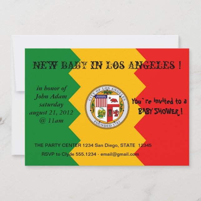 Invitation baby shower avec drapeau de Los Angeles (Devant)
