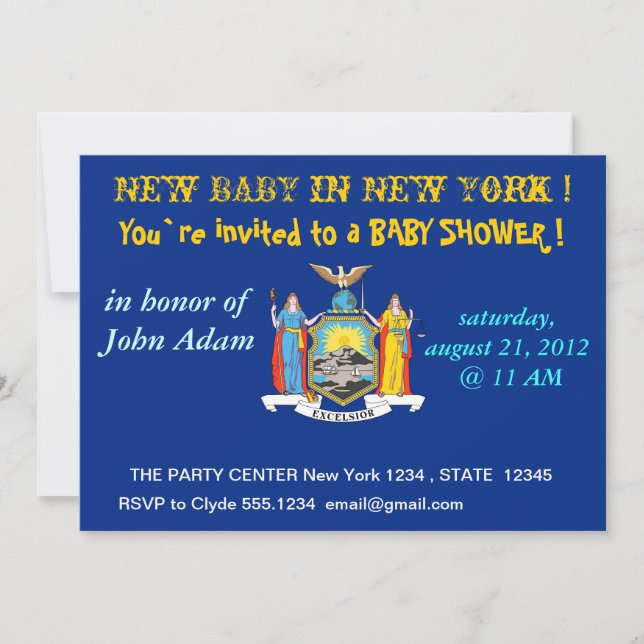 Invitation baby shower avec drapeau de New York (Devant)