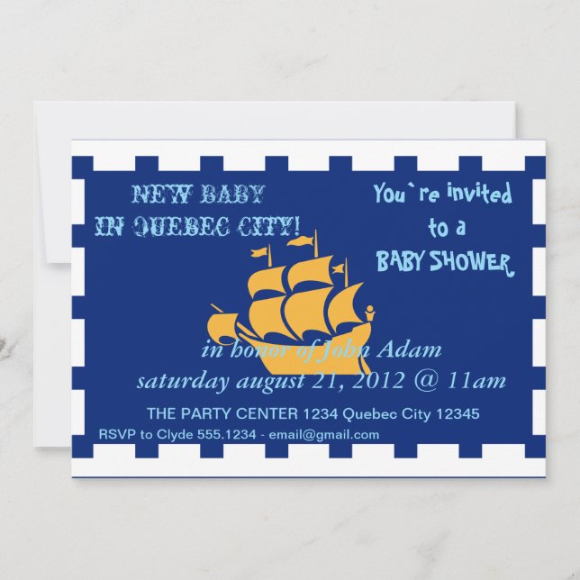 Invitation baby shower avec drapeau de Québec (Devant)