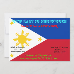 Invitation baby shower avec drapeau des Philippine