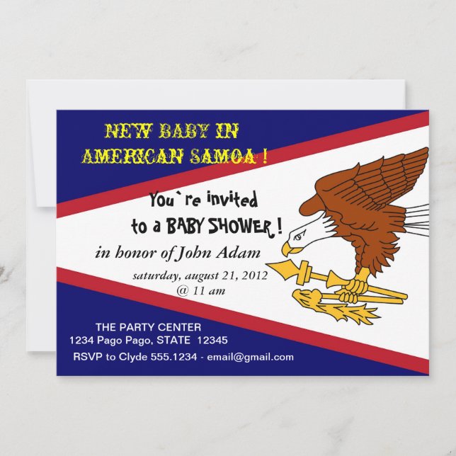 Invitation baby shower avec drapeau des Samoa amér (Devant)