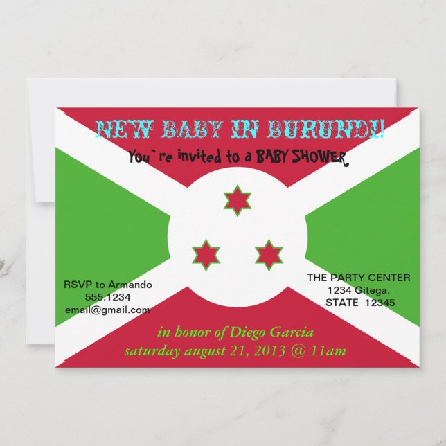 Invitation baby shower avec drapeau du Burundi (Devant)
