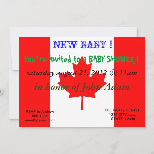 Invitation baby shower avec drapeau du Canada (Devant)