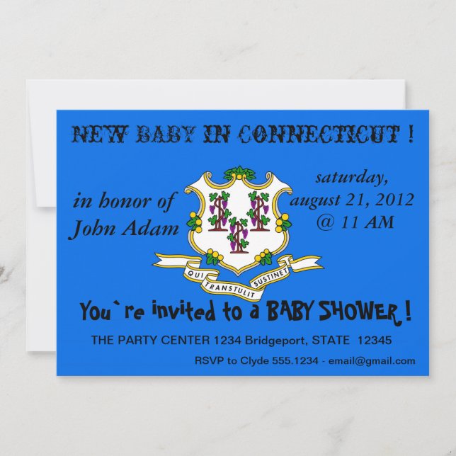 Invitation baby shower avec drapeau du Connecticut (Devant)