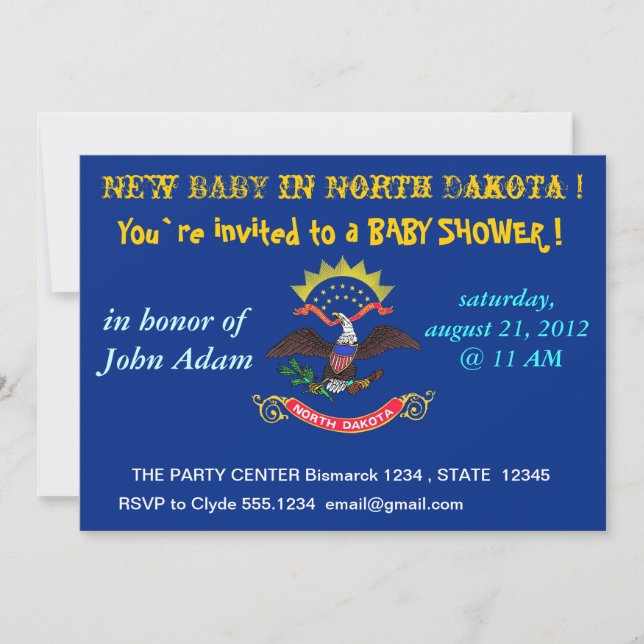 Invitation baby shower avec drapeau du Dakota du N (Devant)
