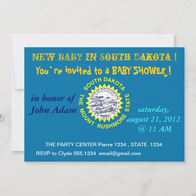 Invitation baby shower avec drapeau du Dakota du S (Devant)