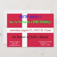 Invitation baby shower avec Drapeau du Danemark