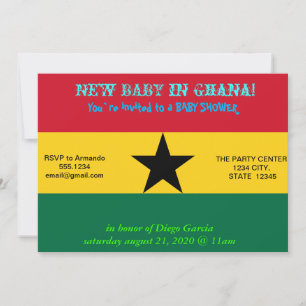 Invitation baby shower avec drapeau du Ghana