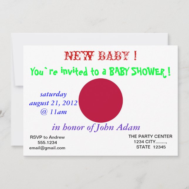 Invitation baby shower avec drapeau du Japon (Devant)