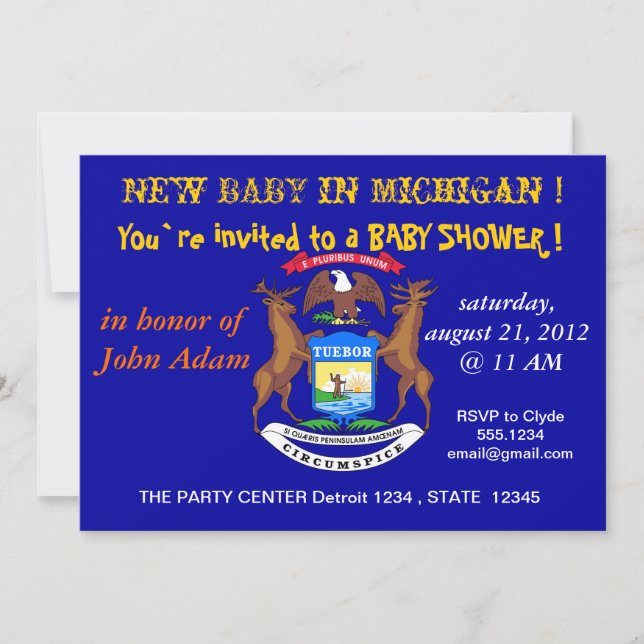 Invitation baby shower avec drapeau du Michigan (Devant)