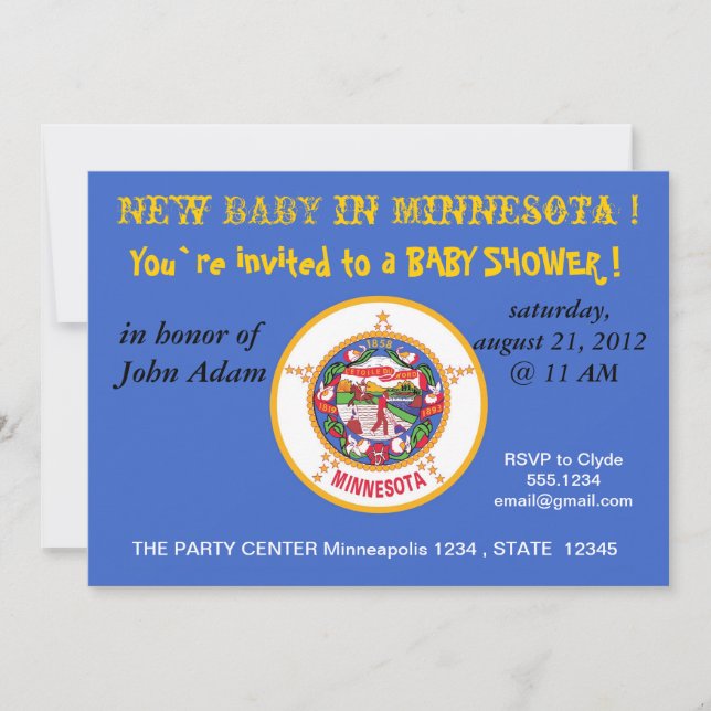 Invitation baby shower avec drapeau du Minnesota (Devant)