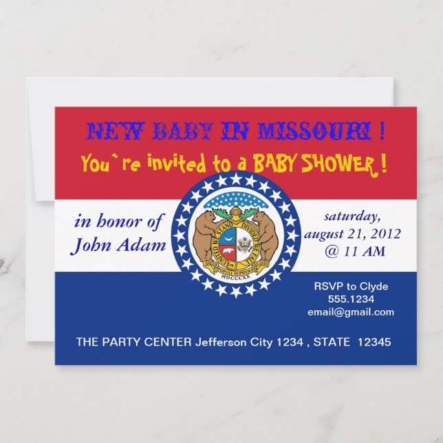Invitation baby shower avec drapeau du Missouri (Devant)