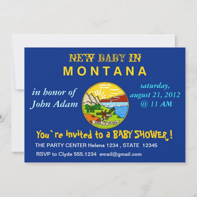 Invitation baby shower avec Drapeau du Montana (Devant)