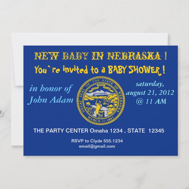 Invitation baby shower avec drapeau du Nebraska (Devant)
