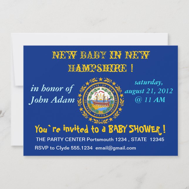 Invitation baby shower avec drapeau du New Hampshi (Devant)