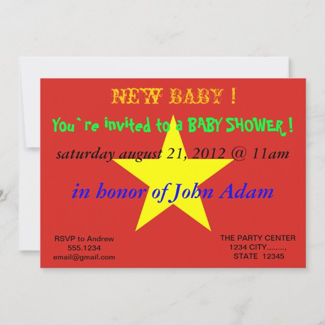 Invitation baby shower avec drapeau du Vietnam (Devant)
