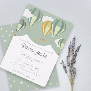 Invitation baby shower avec montgolfières