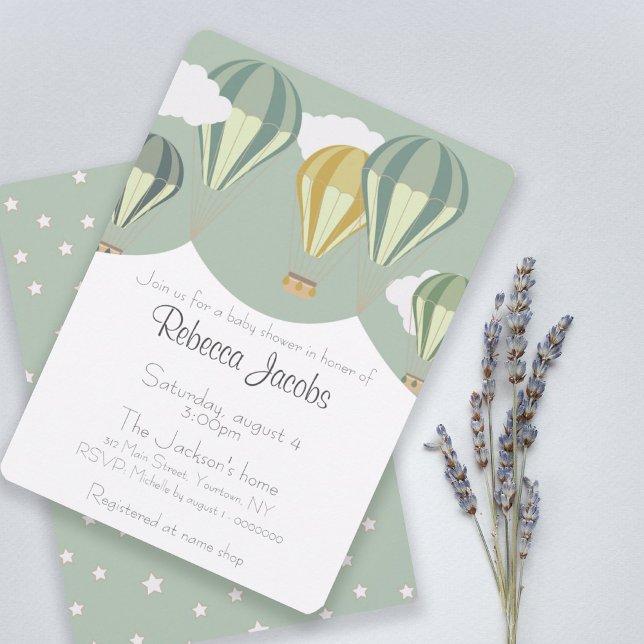 Invitation baby shower avec montgolfières (Créateur téléchargé)