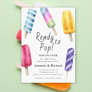 Invitation Baby-Shower avec Popsicle Aquarelle