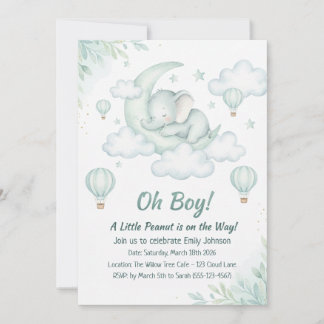 Invitation baby shower avec Sleeping Baby Elephant