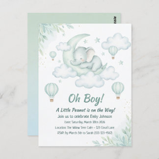 Invitation baby shower avec Sleeping Baby Elephant
