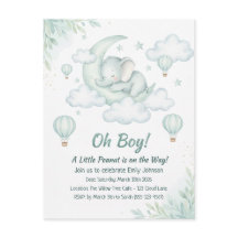 Invitation baby shower avec Sleeping Baby Elephant