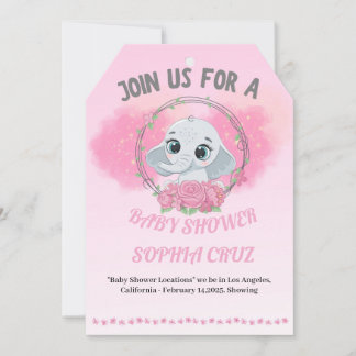 Invitation baby shower avec un éléphant bébé
