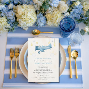 Invitation Baby Shower Avion Fantaisiste Bienvenue au Petit G