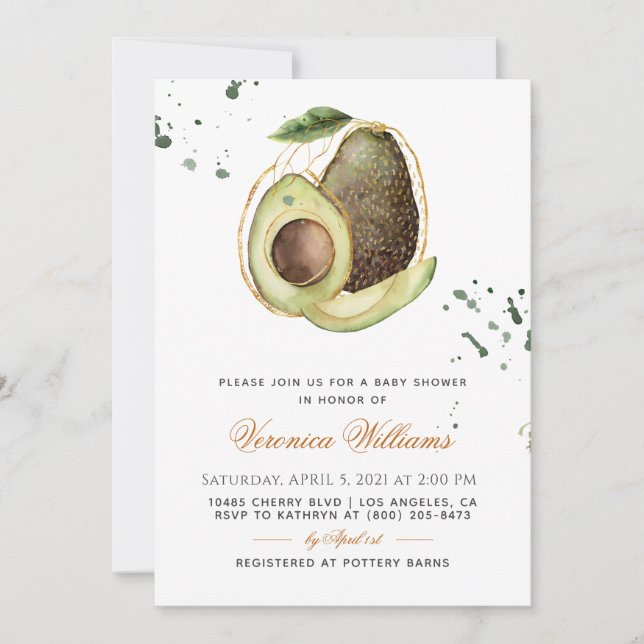 Invitation Baby shower Avocado (Devant)