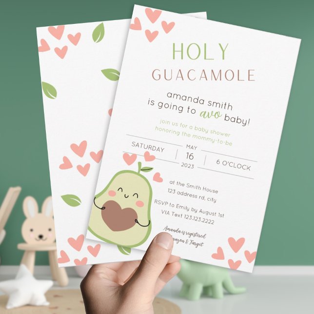 Invitation Baby shower Avocado, Baby Girl (Créateur téléchargé)