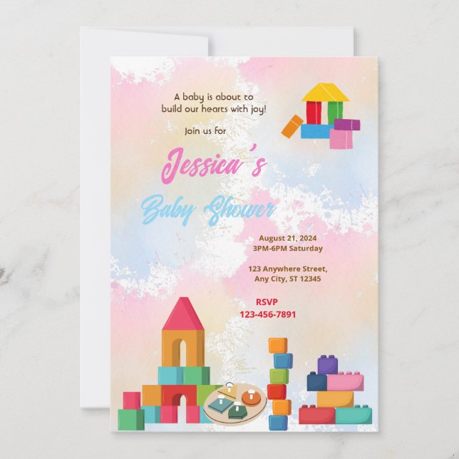 Invitation Baby shower Baby Blocks (Devant)