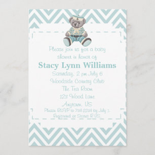 Invitation Baby shower Baby Blue Chevron