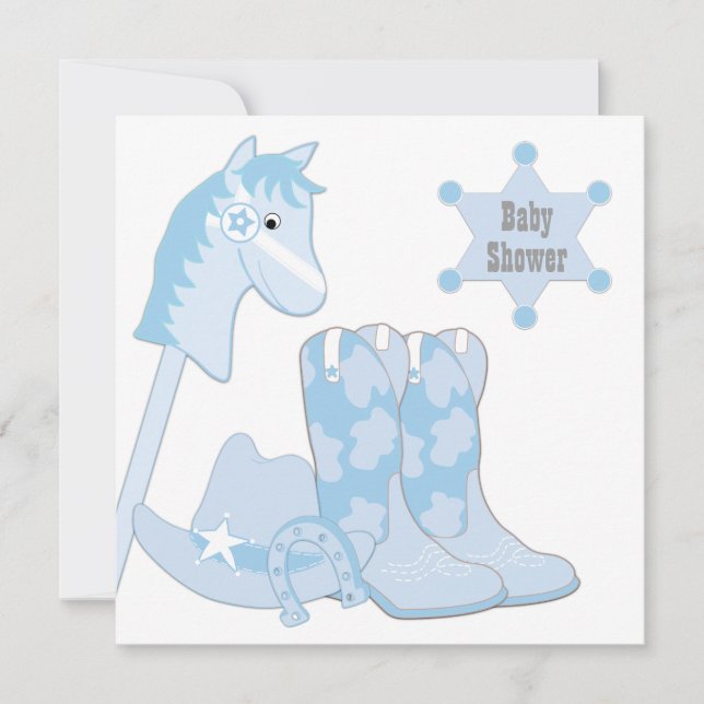 Invitation Baby shower Baby Blue Cowboy (Devant)