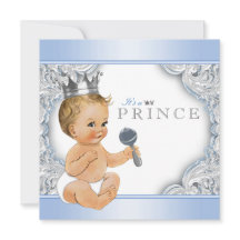 Baby Shower Baby Blue Silver Prince