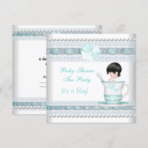 Invitation Baby shower Baby Blue Teacup Tea Party