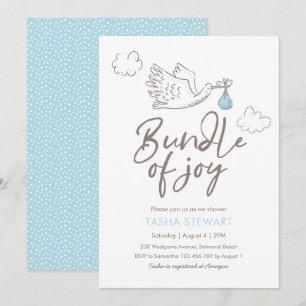 Invitation Baby shower Baby Boy Stork