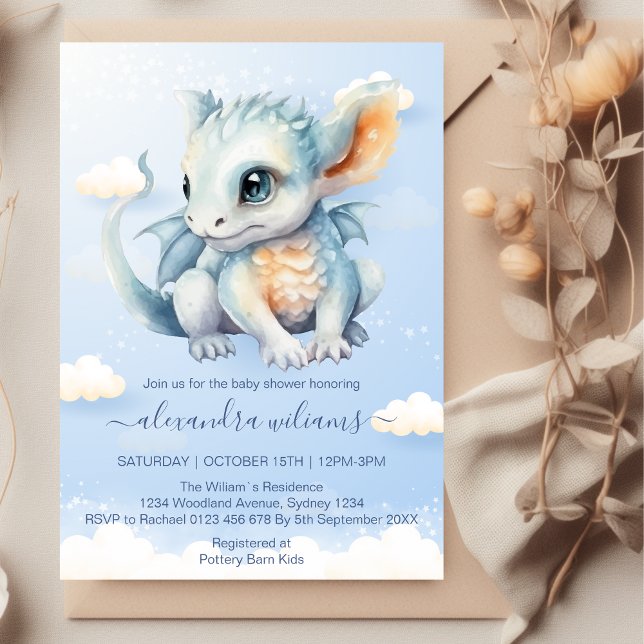 Invitation Baby shower Baby Dragon (Créateur téléchargé)
