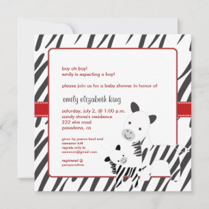 Invitation Baby shower Baby+Maman Zebra