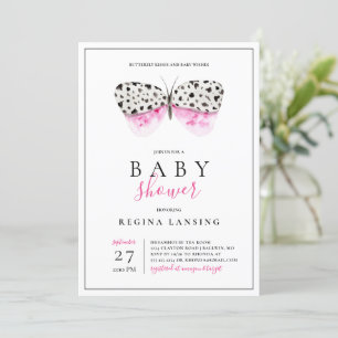 Invitation Baby shower Baisers à papillon rose
