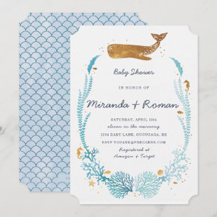 Invitation Baby shower baleine