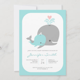 Invitation Baby shower baleine