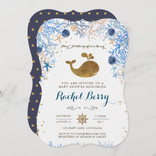 Invitation Baby shower baleine