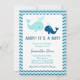 Invitation Baby shower baleine