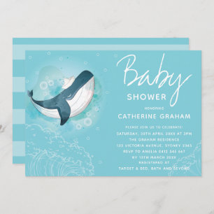 Invitation Baby shower baleine bleu