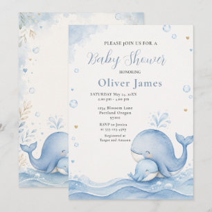 Invitation Baby Shower Baleine Bleue Sous l'Océan