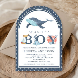 Invitation Baby Shower Baleine sous la mer Arche Nautilique