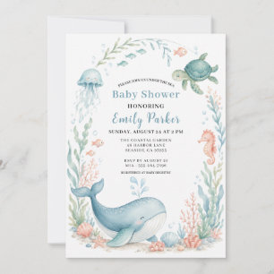 Invitation Baby Shower Baleine Sous les Mers