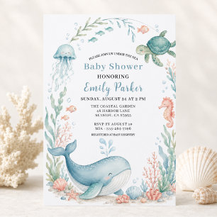 Invitation Baby Shower Baleine Sous les Mers