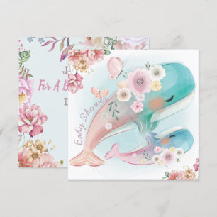 Invitation Baby shower baleines
